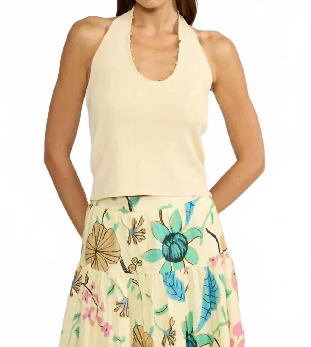 NEW LUCY PARIS maggie halter knit top in yellow